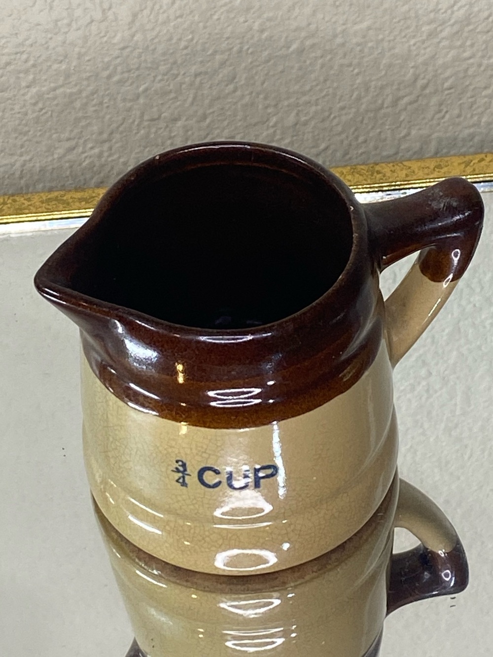 Vintage Two-Tone Stoneware Creamer - Brown and Tan